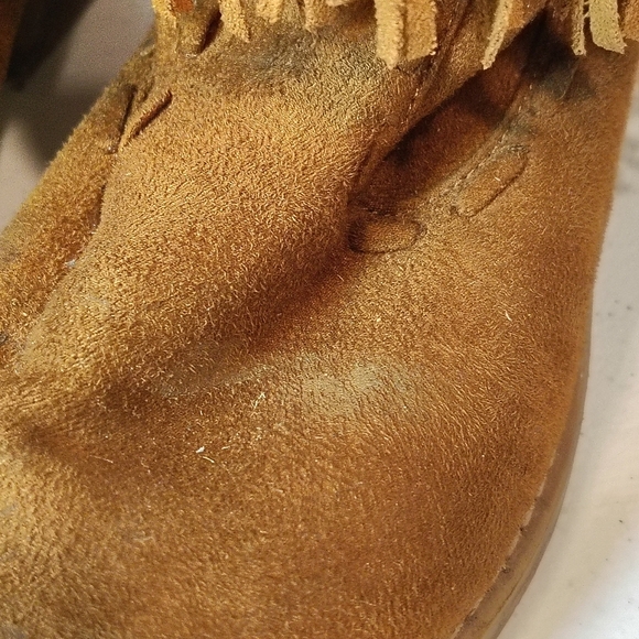 Not Rated Fringe Brown Suede Boots Festival Boho Western Size 6.5 Pull On - Picture 5 of 10